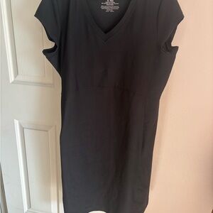 LL Bean Fitness Dress Size xl Black Cap Short Sleeve Stash Pocket Outdoor